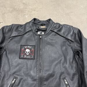 POWER TRIP MOTORCYCLE LEATHER RIDE HARD DIE FREE BIKER JACKET LARGE